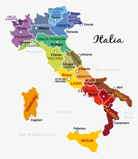 イタリア共和国（州名・州都）