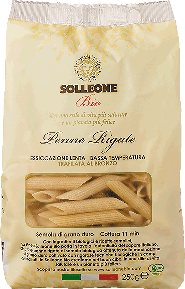  SOLLEONE Bio Red Lable Penne Rigate Biologico 250g ソル・レオーネビオ レッドラベル オーガニック・ブロンズダイス・ペンネ・リガーテ 250g