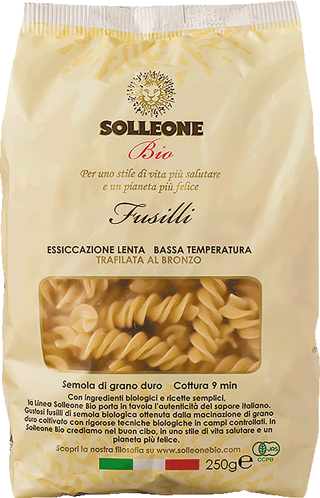  SOLLEONE Bio Red Label Fusilli Biologico 250g ソル・レオーネビオ レッドラベル オーガニック・ブロンズダイス・フジッリ 250g